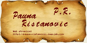 Pauna Ristanović vizit kartica